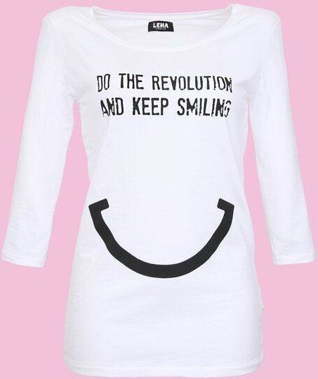 Lena Schokolade DO THE REVOLUTION AND KEEP SMILING - Sleeve Shirt weiss