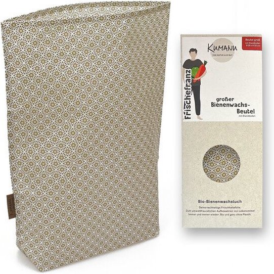 Kumanu - von Natur aus gut Bienenwachs-Beutel groß "Frischefranz" | 35x29cm | aus Bio-Bienenwachstuch