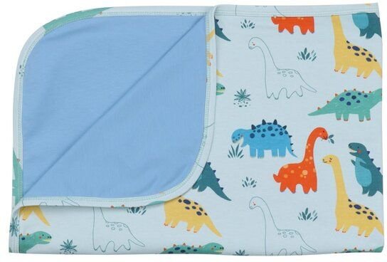 Babydecke GOTS zertifiziert – Blau mit Dinosauriermotiven, weich & kuschelig | von Walkiddy