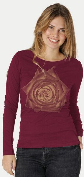 Peaces.bio - handbedruckte Biomode Bio-Damen-Langarmshirt Rose