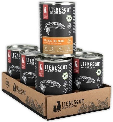 Liebesgut Tiernahrung Bio-Lachs mit Bio-Banane und Bio-Pastinake