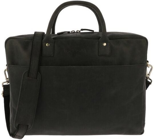 MoreThanHip Geräumige Laptoptasche 15,6" aus mattem Vintage-Öko-Leder - Huckleberry braun oder schwarz