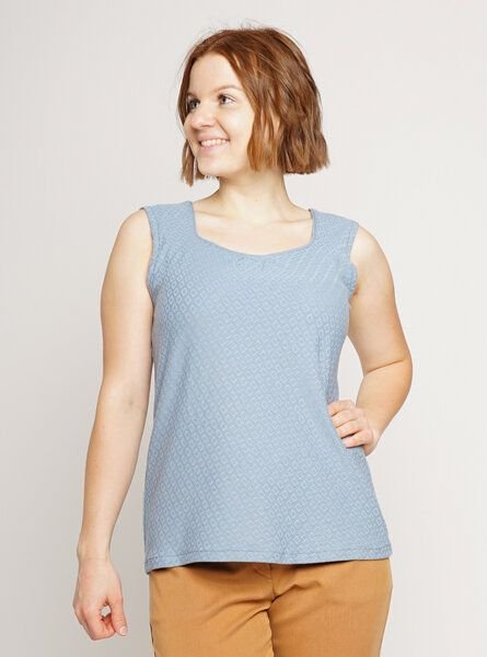 Peaces.bio - handbedruckte Biomode Strick Top in Himmelblau