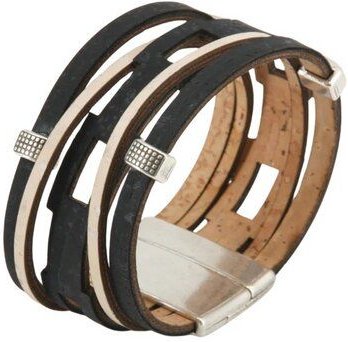 Artipel Veganes Kork-Armband "black & white"