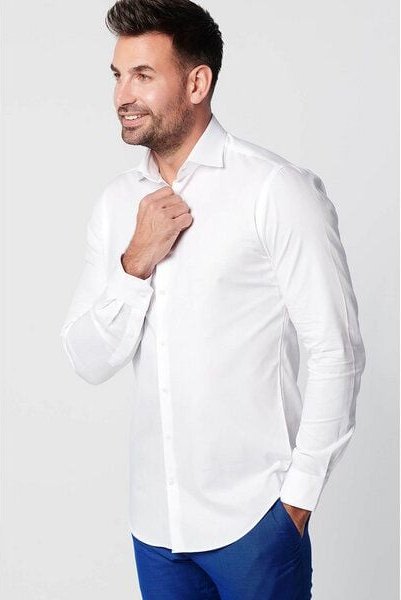 SKOT Fashion Nachhaltige Langarm Herren Hemd Serious White Oxford Slim Fit