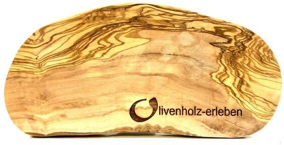 Thumbnail - Olivenholz erleben Schneidebrett RUSTIKAL (L23-25 cm) aus Olivenholz