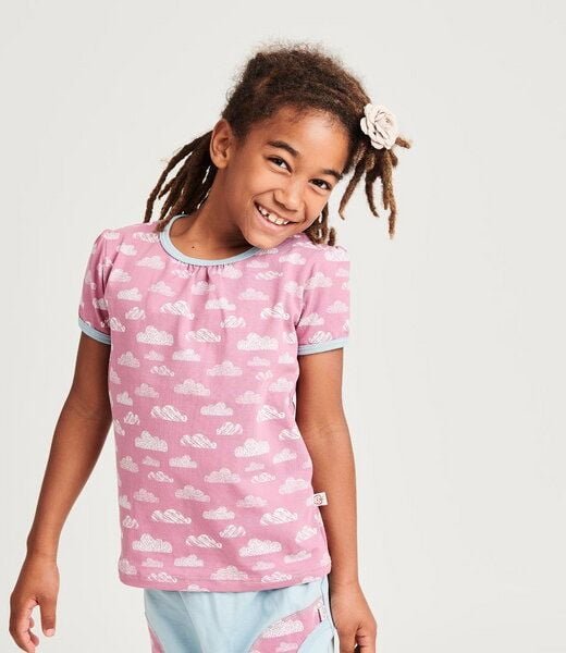 Cheeky Apple Mädchen Kurzarm-Top "Wolken Vintage Rose" aus Bio-Baumwolle