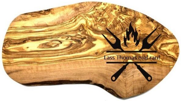 Olivenholz erleben Schneidebrett rustikal aus Olivenholz inklusive Große Gravur