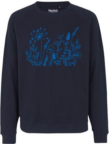HANDGEDRUCKT "Wilde Wiese" Unisex Sweatshirt aus reiner Biobaumwolle (kbA)