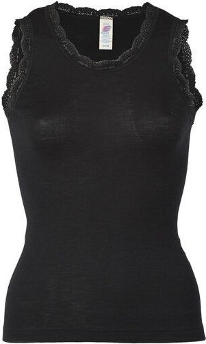 Engel natur Damen Achselshirt mit Spitze Bio-Schurwolle/Seide