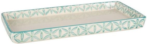 Thumbnail - TRANQUILLO Ablage für das Bad aus Keramik von Hand bedruckt 23 x 12 cm