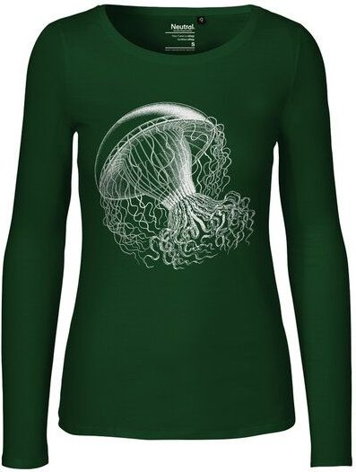 HANDGEDRUCKT "Medusa" Frauen Longsleeve aus reiner Biobaumwolle (kbA)
