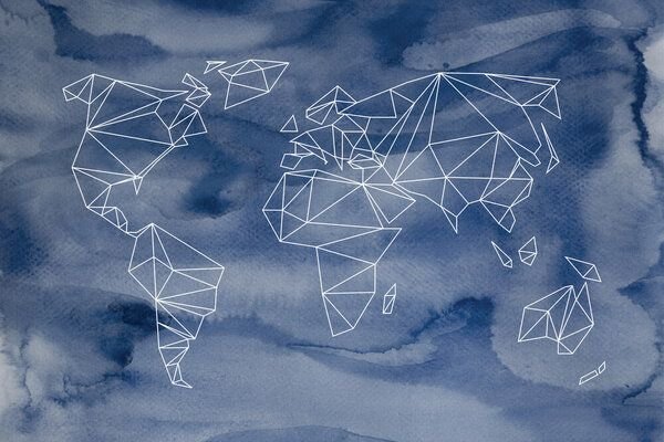 Photocircle Poster / Leinwandbild - Geometrical World- Indigo Aquarelle