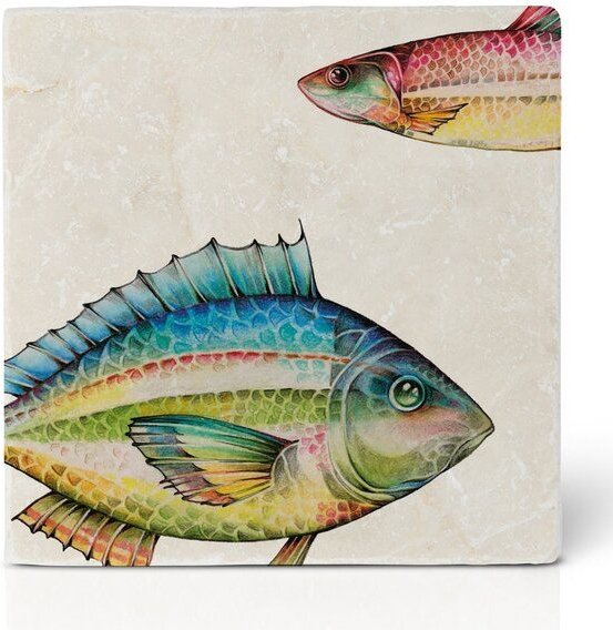 LIGARTI Fliesenuntersetzer – Fischduo Rubin nah