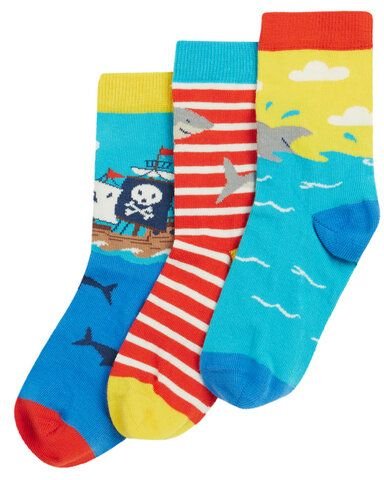 Frugi Kindersocken in Dreierpack mit Piraten