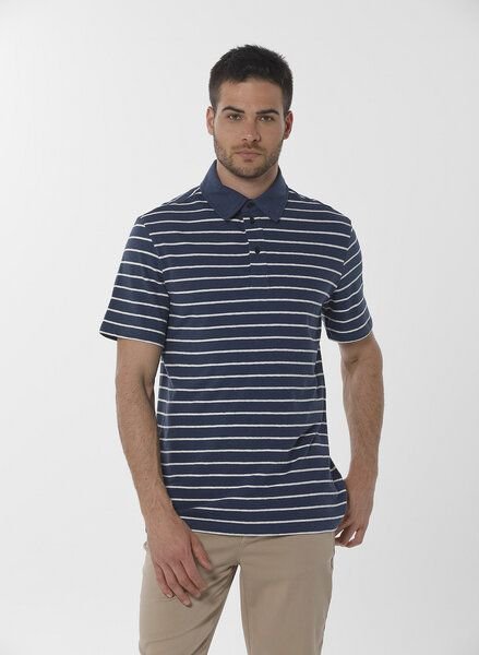 ORGANICATION Gestreiftes Poloshirt aus Bio-Baumwolle und Leinen