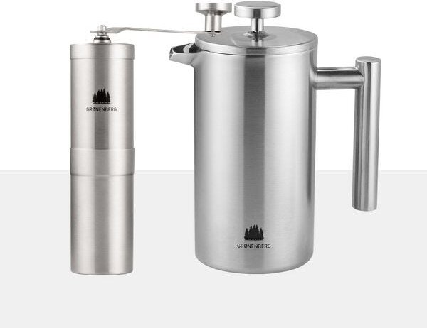 GROENENBERG Kaffee Spar Set 1 | French Press Thermo (3 Größen) + Kaffeemühle