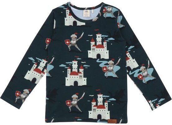 Kinder Langarmshirt GOTS zertifiziert, Bio-Baumwolle, dunkelgrün, Tiermuster, weich & elastisch – Walkiddy