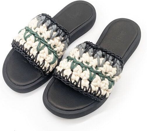 Werner 1911 Pantolette mit handgehäkeltem Riemen – Rosmarin - IVN-zertifiziert