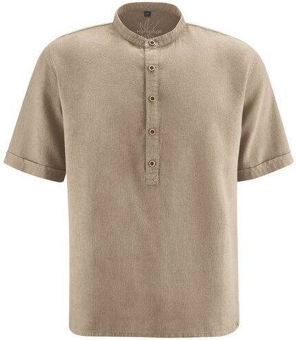 Hempage Herren Stehkragen-Schlupfhemd Hanf/Bio-Baumwolle