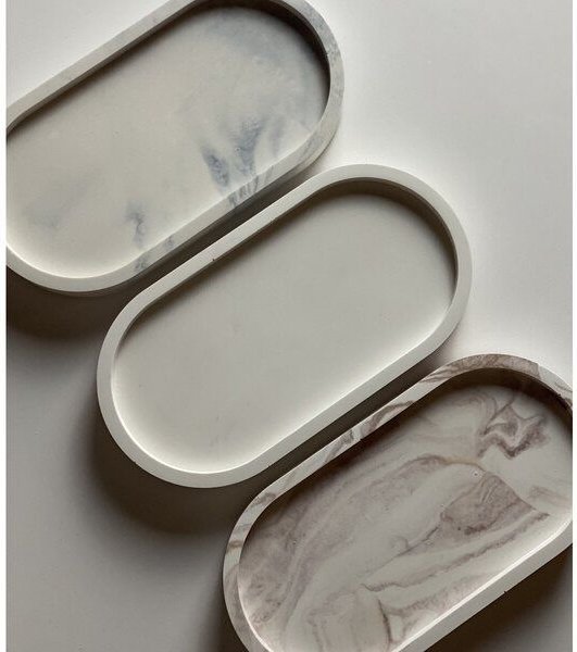 MYKIRO & CO Ovales Tablett aus Raysin als Schmuckablage/Untersetzer für Kerzen