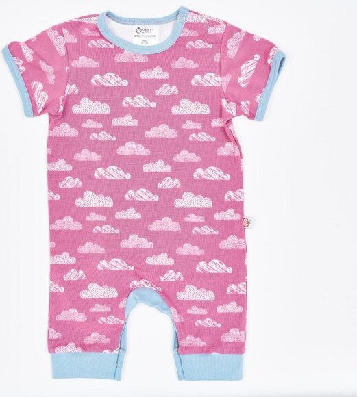 Cheeky Apple Kurzarm-Strampler "Wolken Vintage Rose" aus Bio-Baumwolle