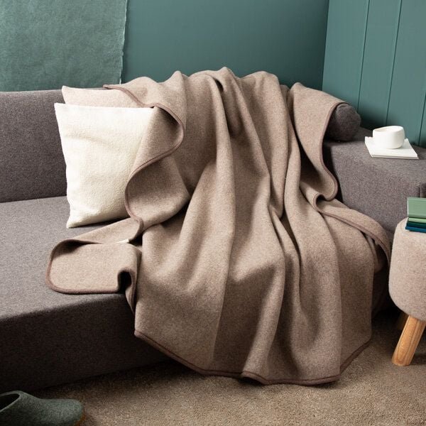 nahtur-design Premium Merino-Lodendecke | Wolldecke aus 100 % mongolischer Merinowolle | ungefärbt