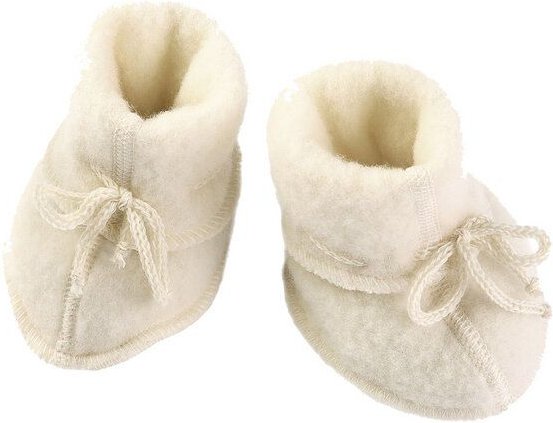 Engel natur Baby Schühchen mit Bändel und Flatlocknähten Bio-Schurwolle