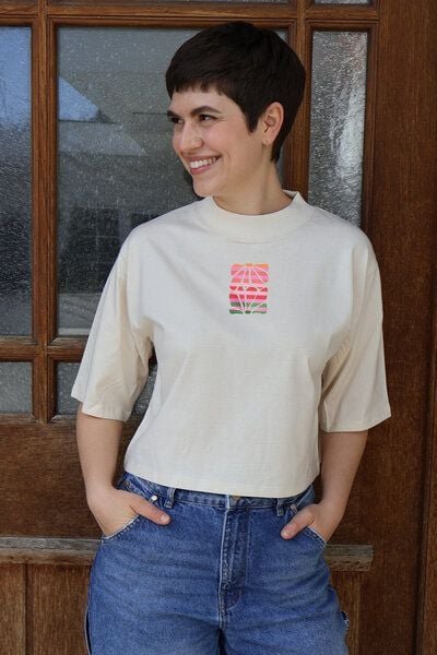 Kultgut Artdesign- Biofair- Flausch-Shirt im Boxistyle / Flower Stripes