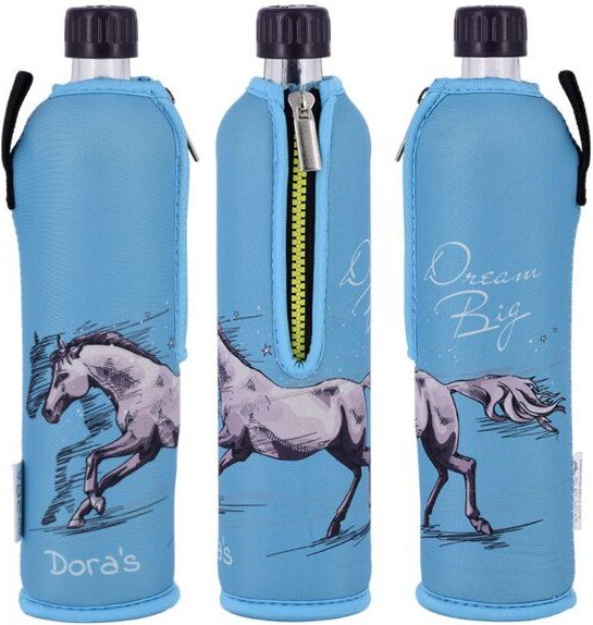 Dora's 0,5l Trinkflasche mit Neoprenanzug - verschiedene Motive