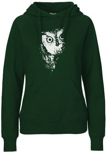 ilovemixtapes Fair gehandelter Bio Frauen Hoodie "Eule" – vegan, organic & fair, Bottle Green