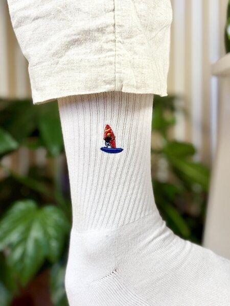 Purewater Windsurfer | Bio Baumwoll Socken | Bestickt
