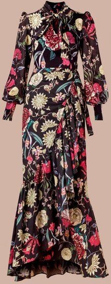 Atelier SNOW Set Body mit Schleifenkragen + Maxi-Wickelrock Camellia