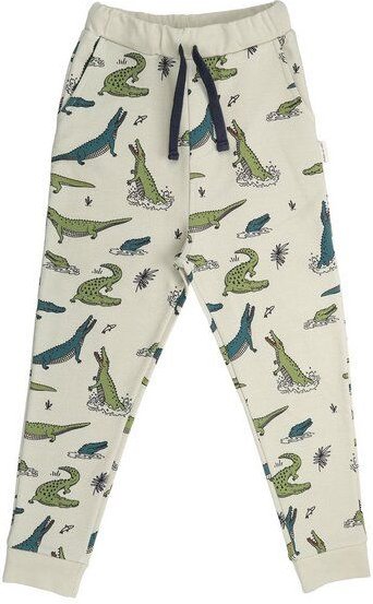 Kinder Jogginghose Krokodilprint GOTS-Bio-Baumwolle, hellgrün, elastischer Bund & Bündchen – Walkiddy, weich & spielbere...