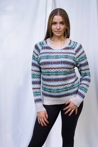 Thumbnail - Haus of Namaste Handgefertigter Fair-Isle-Pullover | 100 % Lammwolle auf Haferflockenbasis | Nordischer Strickpullover |...