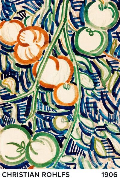 Photocircle Poster / Leinwandbild / Kunst - Christian Rohlfs: Herabhängender Zweig mit roten und grünen Tomaten