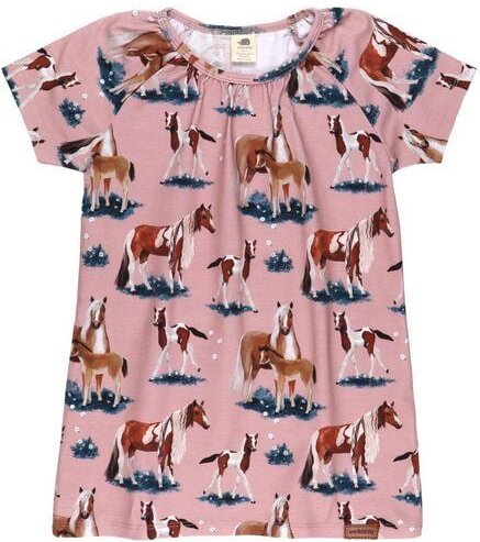 Kinder Tunika „Little & Big Horses“ aus Bio-Baumwolle in Rosa – GOTS-zertifiziert, Walkiddy