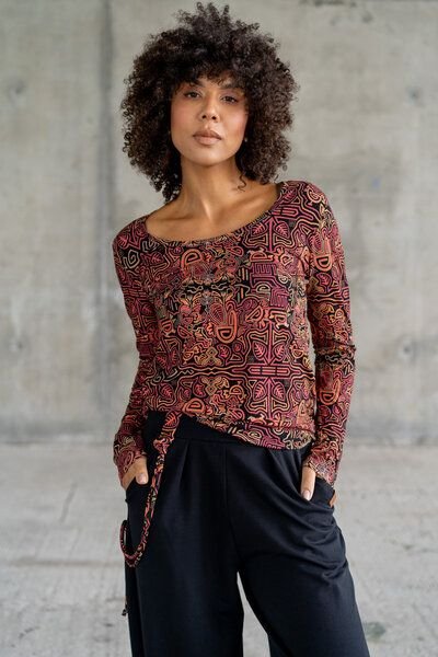 KOKOworld Papaya Damen Longsleeve aus Viskose – weich, elastisch & nachhaltig – Fair produziert in EU – ideal für Yoga, ...