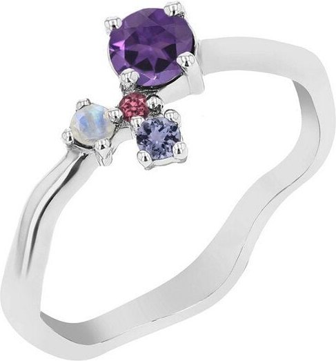 Eppi Silberner Cluster Ring mit Amethyst und Edelsteinen Roche