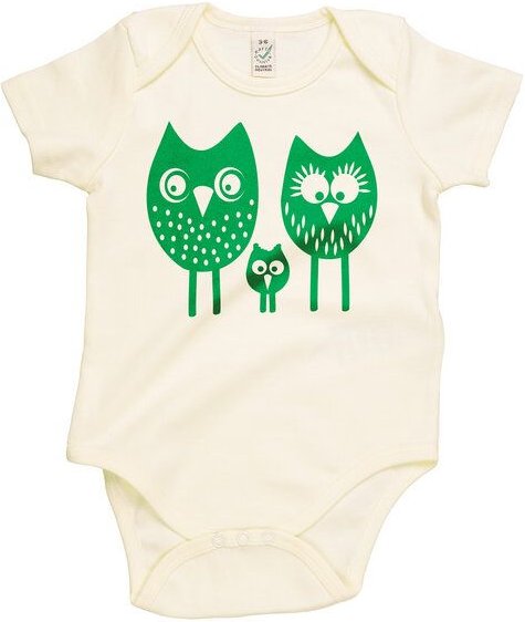 HANDGEDRUCKT "drei Eulen" Baby Body