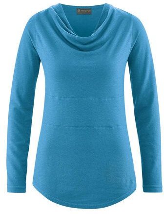 HempAge Damen Langarmshirt mit Wasserfallkragen Hanf/Biobaumwolle