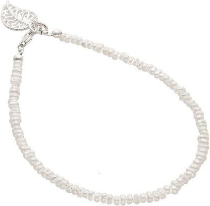 pakilia Silber Armband Perlen mit Blatt-Anhänger Fair-Trade und handmade