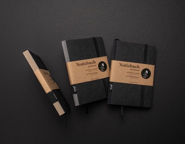 tyyp Nachhaltiges Design-Notizbuch A6 aus 100 % Recyclingpapier „Klassik - SCHWARZ“
