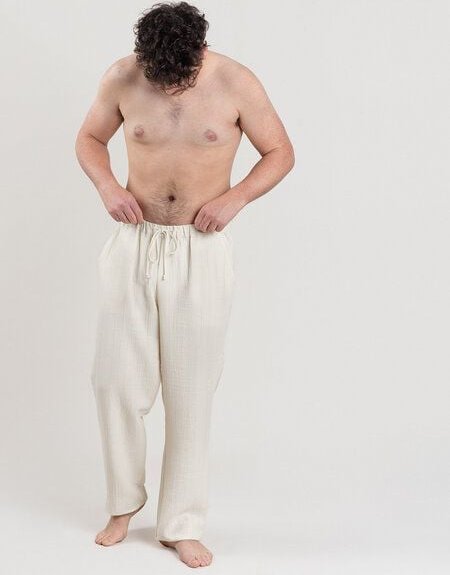 erlich textil Leif lange Mousseline Schlafhose aus Bio-Baumwolle, made in Europe
