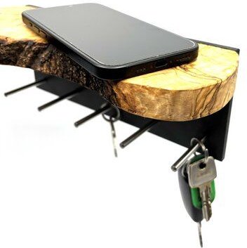 Olivenholz erleben Schlüsselbrett und Handyablage rustikal aus Olivenholz