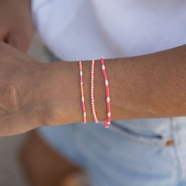 juni Sommer Perlenarmband "Pearl" in neon pink, lila, gelb oder golden