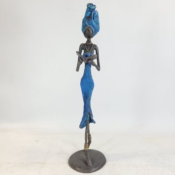 Moogoo Creative Africa Bronze-Skulptur "Femme avec livre" by Karim | 15/25 cm | Unikate