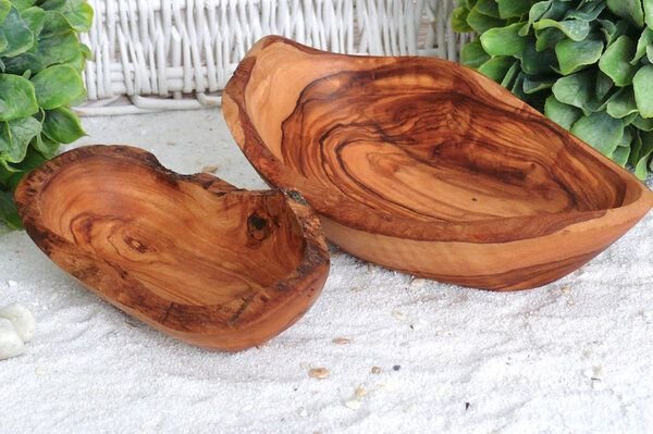 Olivenholz erleben Schale RUSTIKAL oval aus Olivenholz