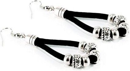 Kork-Deko Silber-Schwarze Ohrringe mit Kork | Eleganter Natur-Schmuck | Nickelfrei