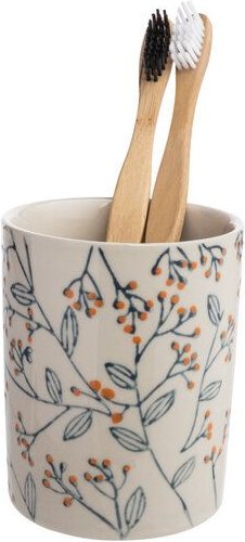 TRANQUILLO Zahnbürstenhalter aus Steinzeug mit verschiedenen Mustern 8 x 11 cm